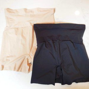 Two pairs of Spanx Shape My Day Girl shorts (M - black and nude)